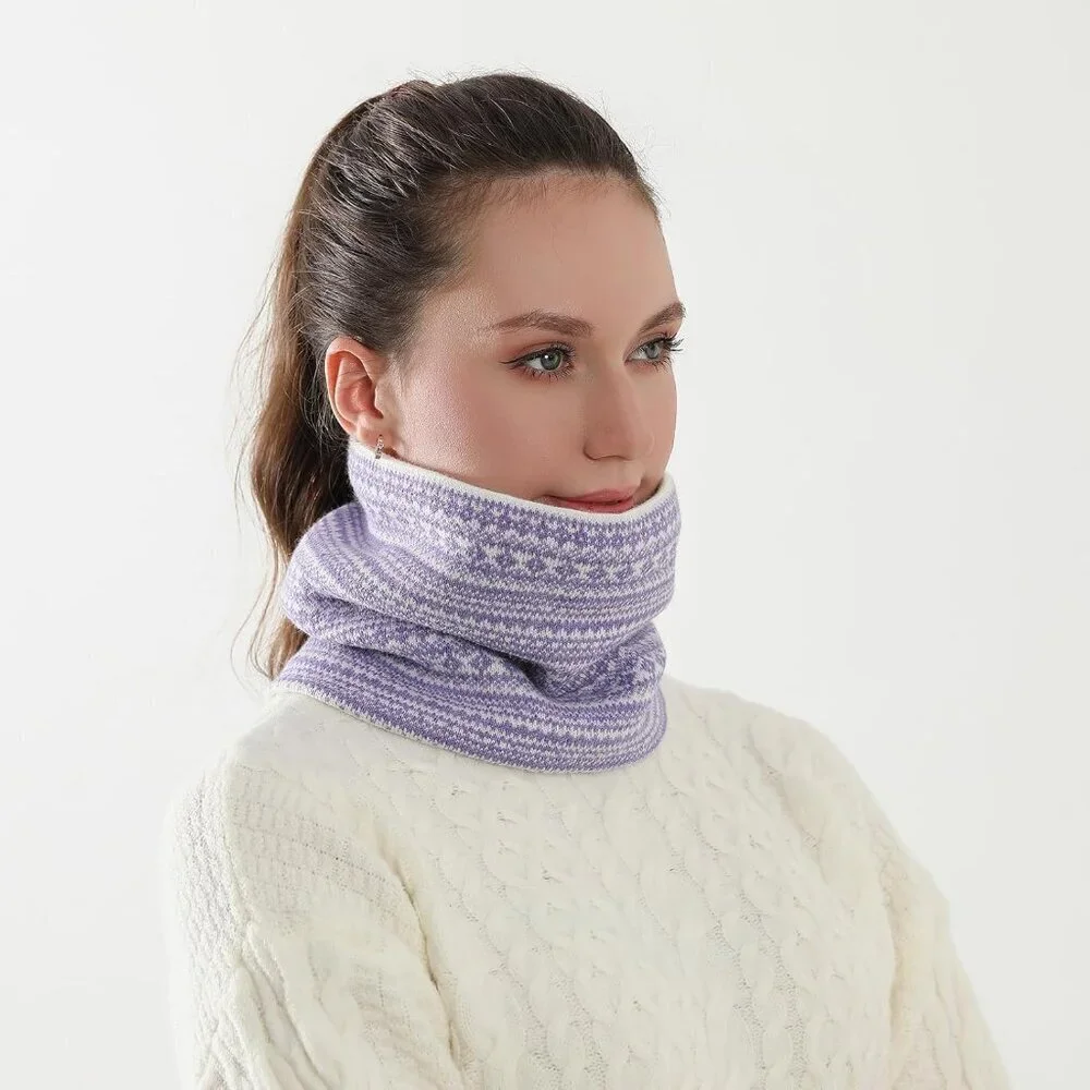Men's Light Purple Winter Ski Neck Gaiter Face Scarf Fleece Windproof Scarves